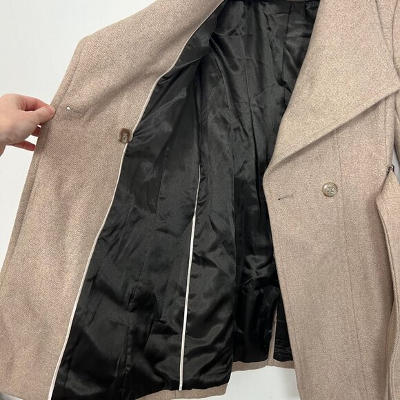 Calvin Klein Wool Blend Belted Trench Coat XXS Oatmeal Tan Single Button - Picture 10 of 14